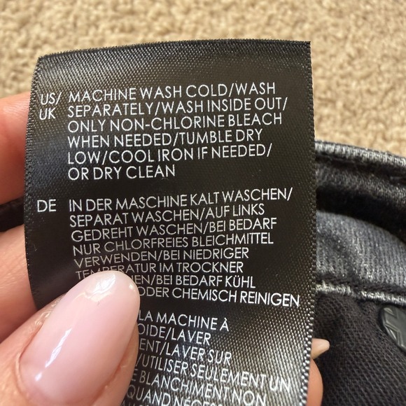 Liverpool Denim Midi Skirt Women 10 Black Excellent Raw Hem Front Slit Faded - Picture 6 of 7